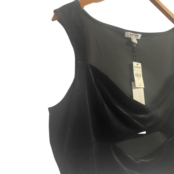 Express NWT crop top. Black velour with a cute cut out. Dressy or party attire. - Picture 2 of 5